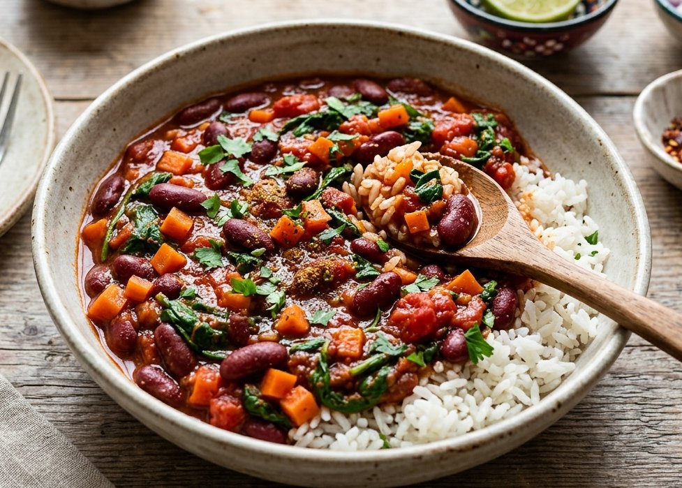 Chili végétarien aux haricots rouges aux carottes et épinards